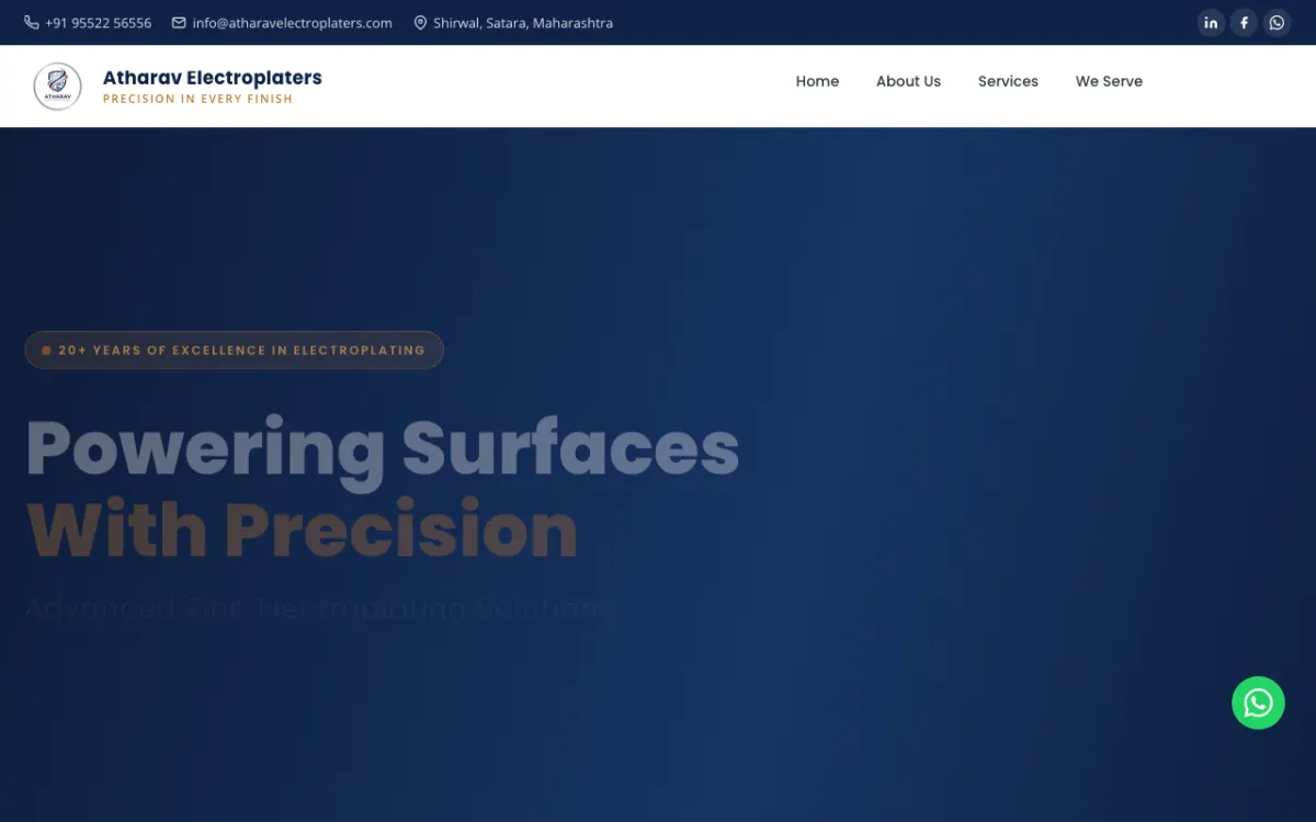 Atharav Electroplaters website homepage — Service-based site built by Ritesh Kumar Giri