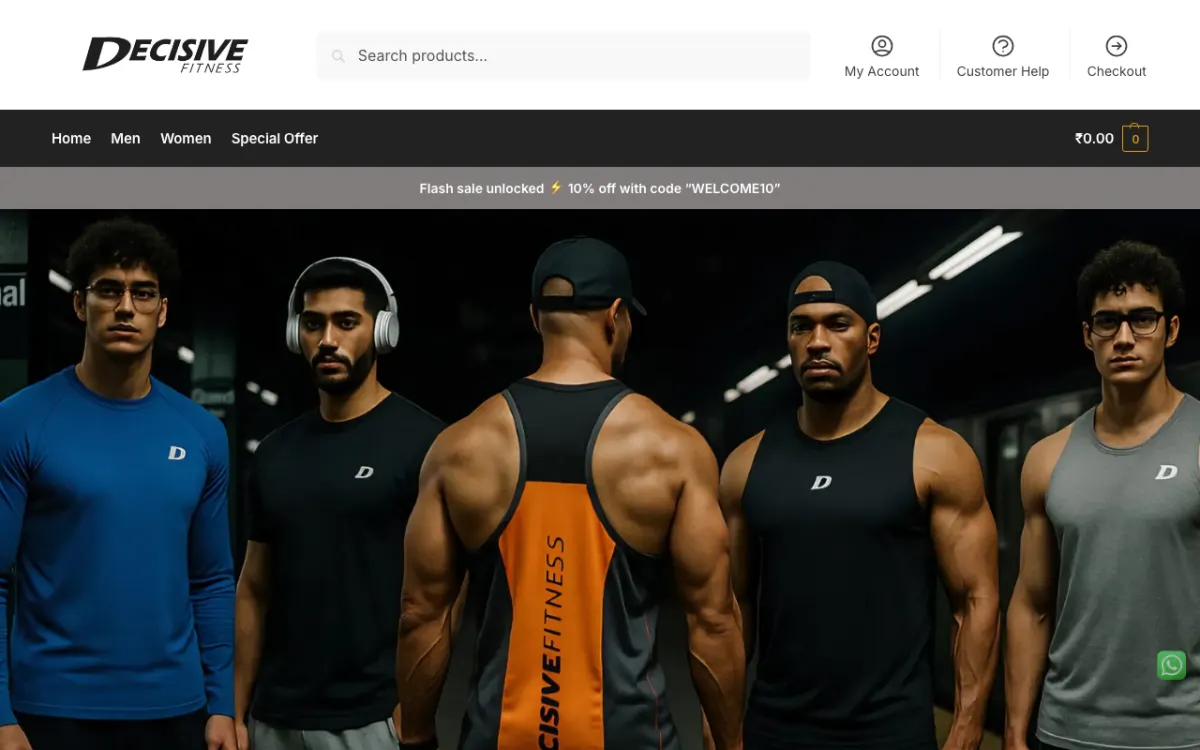 Decisive Fitness website homepage — Service-based site built by Ritesh Kumar Giri