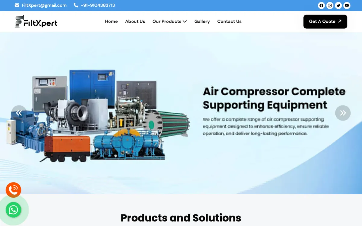 FiltXpert website homepage — Service-based site built by Ritesh Kumar Giri