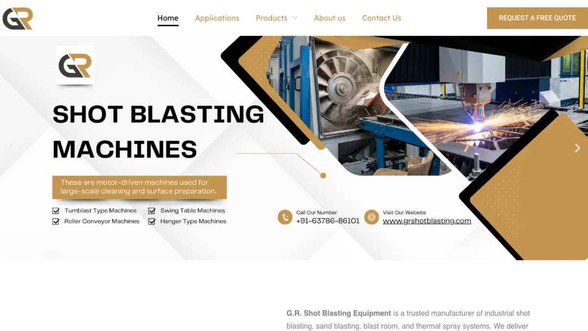 GR Shot Blasting website homepage — Service-based site built by Ritesh Kumar Giri