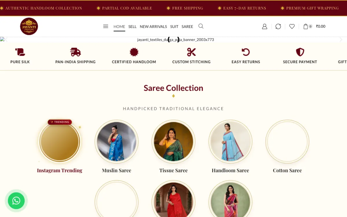 Jayanti Textiles website homepage — Fashion & Clothing site built by Ritesh Kumar Giri