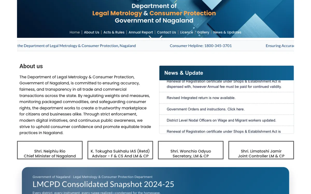 Legalmetrology website homepage — Service-based site built by Ritesh Kumar Giri
