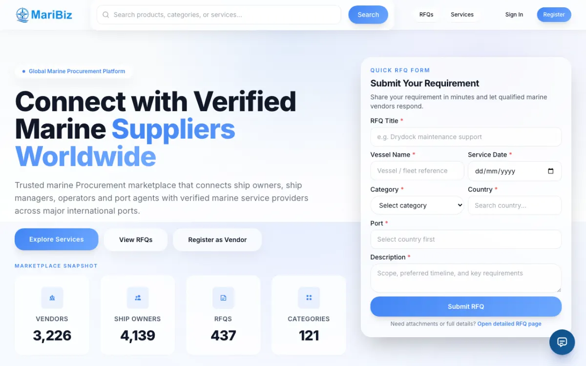 MariBiz website homepage — Custom site built by Ritesh Kumar Giri
