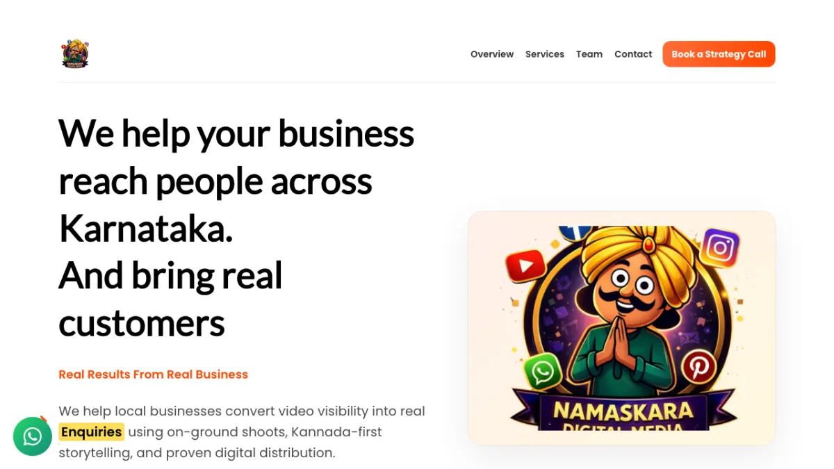Namaskarakarnatakadigitalmedia website homepage — Service-based site built by Ritesh Kumar Giri