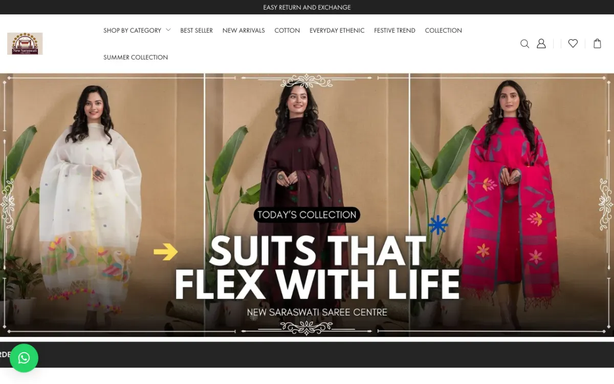 New Saraswati Saree Centre website homepage — Fashion & Clothing site built by Ritesh Kumar Giri