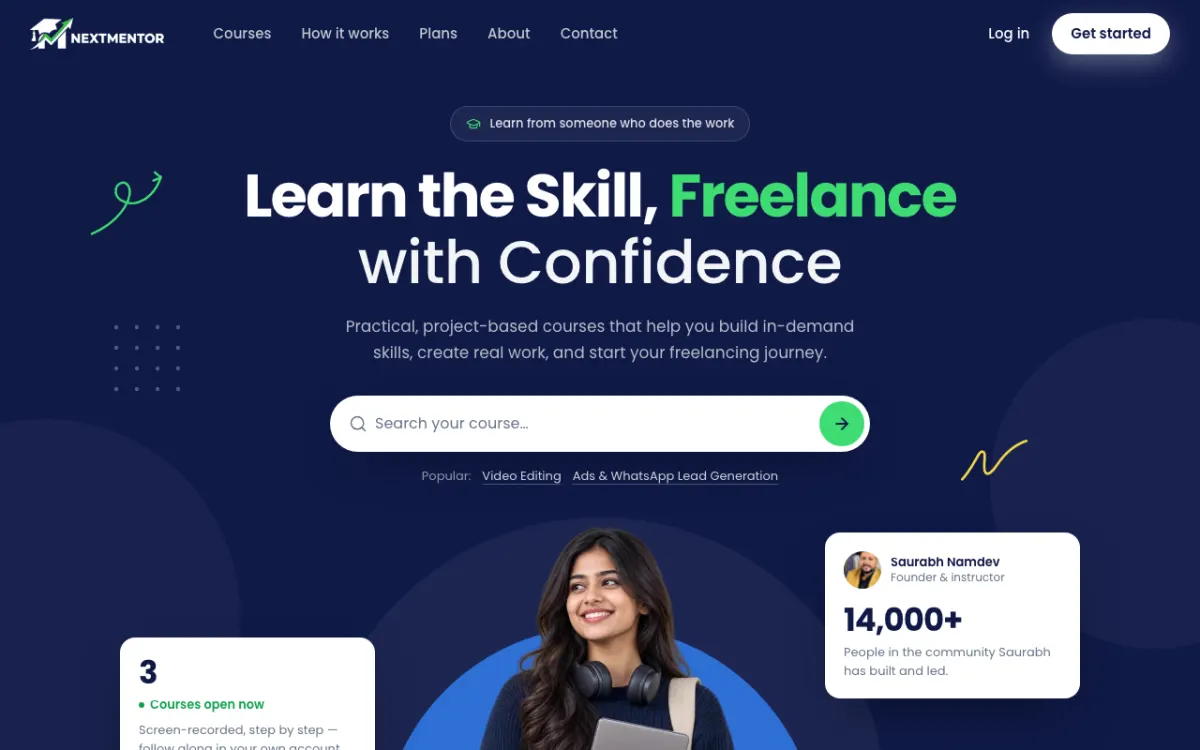 NextMentor website homepage — Service-based site built by Ritesh Kumar Giri