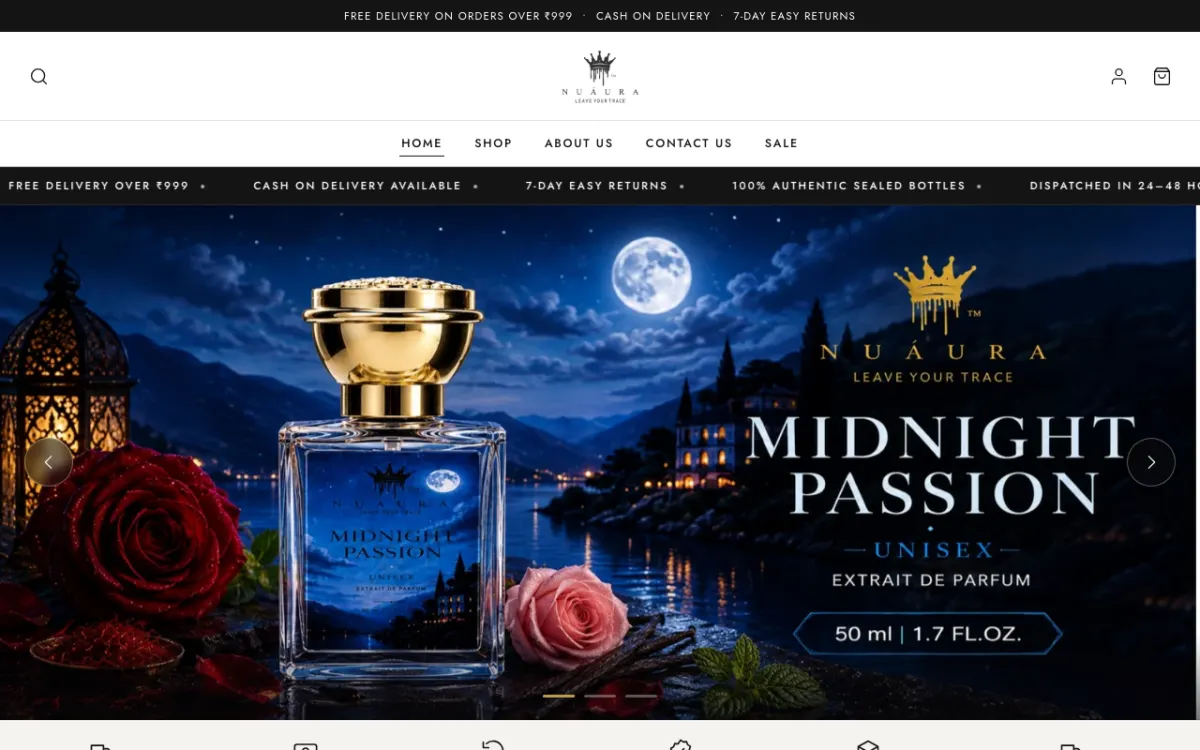 Nuáura website homepage — Beauty & Wellness site built by Ritesh Kumar Giri