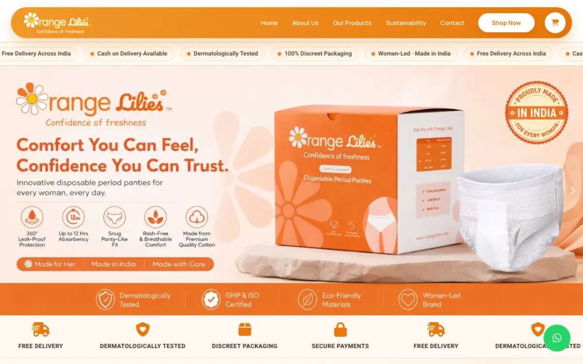 Orange Lilies website homepage — Beauty & Wellness site built by Ritesh Kumar Giri