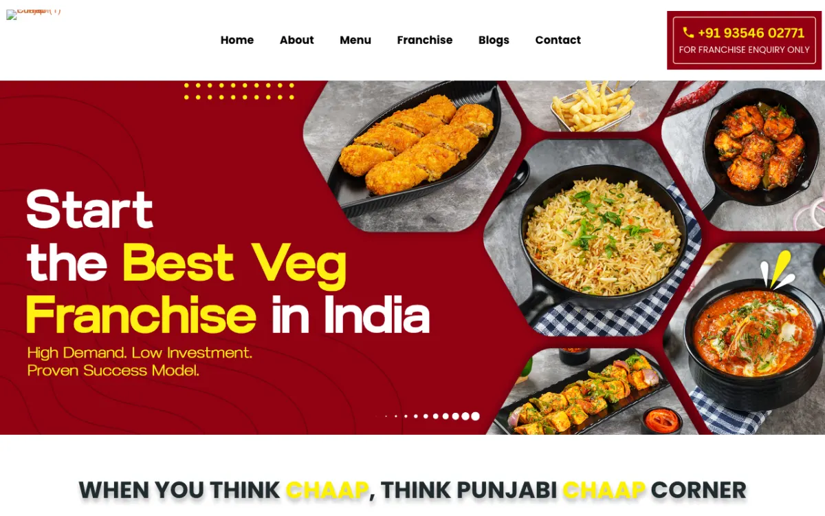 Punjabi Chaap Corner website homepage — Service-based site built by Ritesh Kumar Giri