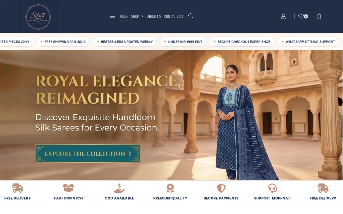 Sitara Vastram website homepage — Fashion & Clothing site built by Ritesh Kumar Giri