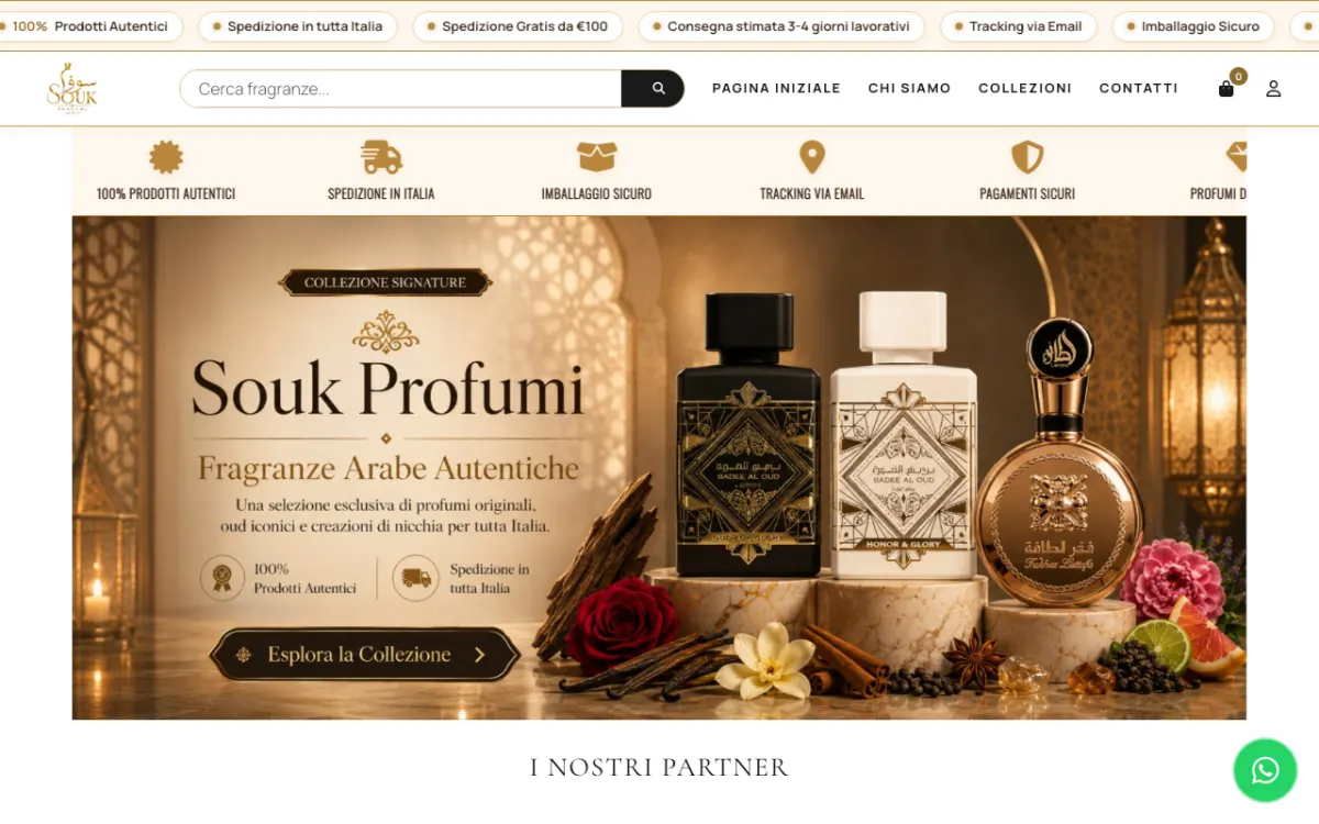 Souk Profumi website homepage — Beauty & Wellness site built by Ritesh Kumar Giri