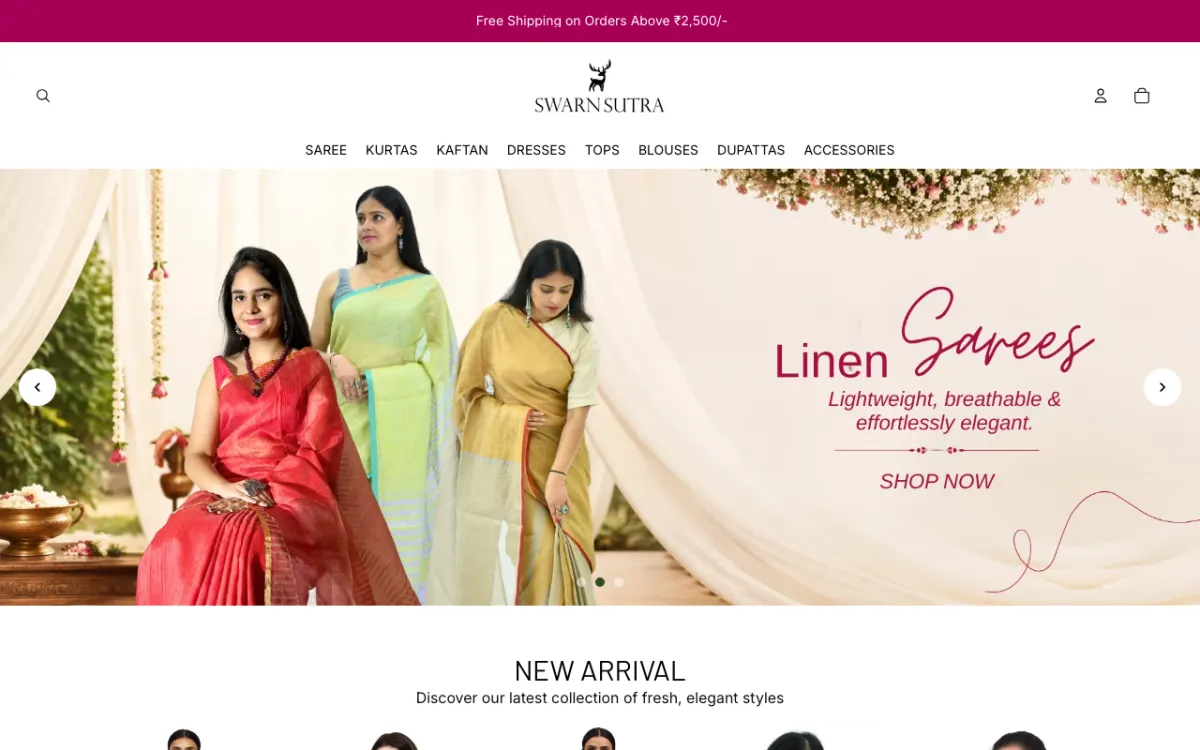 Swarn Sutra website homepage — Fashion & Clothing site built by Ritesh Kumar Giri
