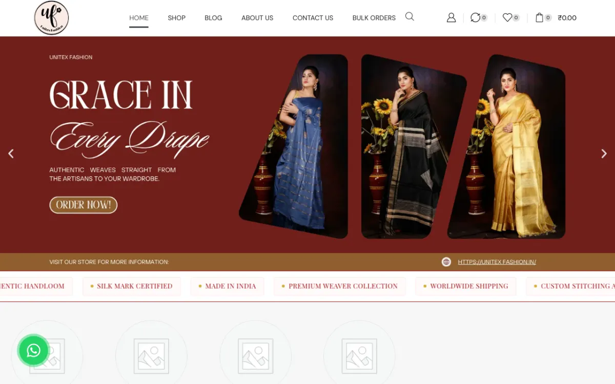Unitexfashion website homepage — Fashion & Clothing site built by Ritesh Kumar Giri
