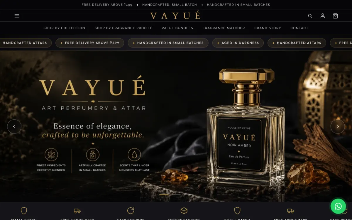 Vayué website homepage — Beauty & Wellness site built by Ritesh Kumar Giri