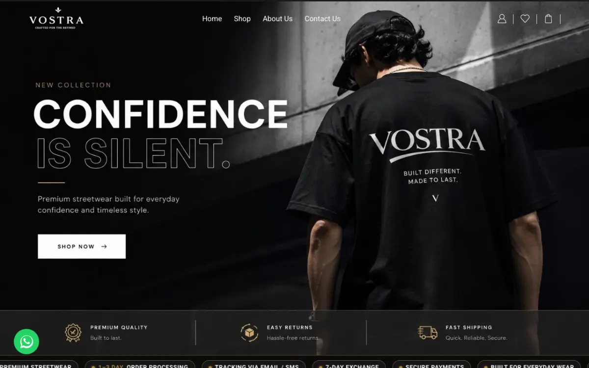 Vostra website homepage — Fashion & Clothing site built by Ritesh Kumar Giri