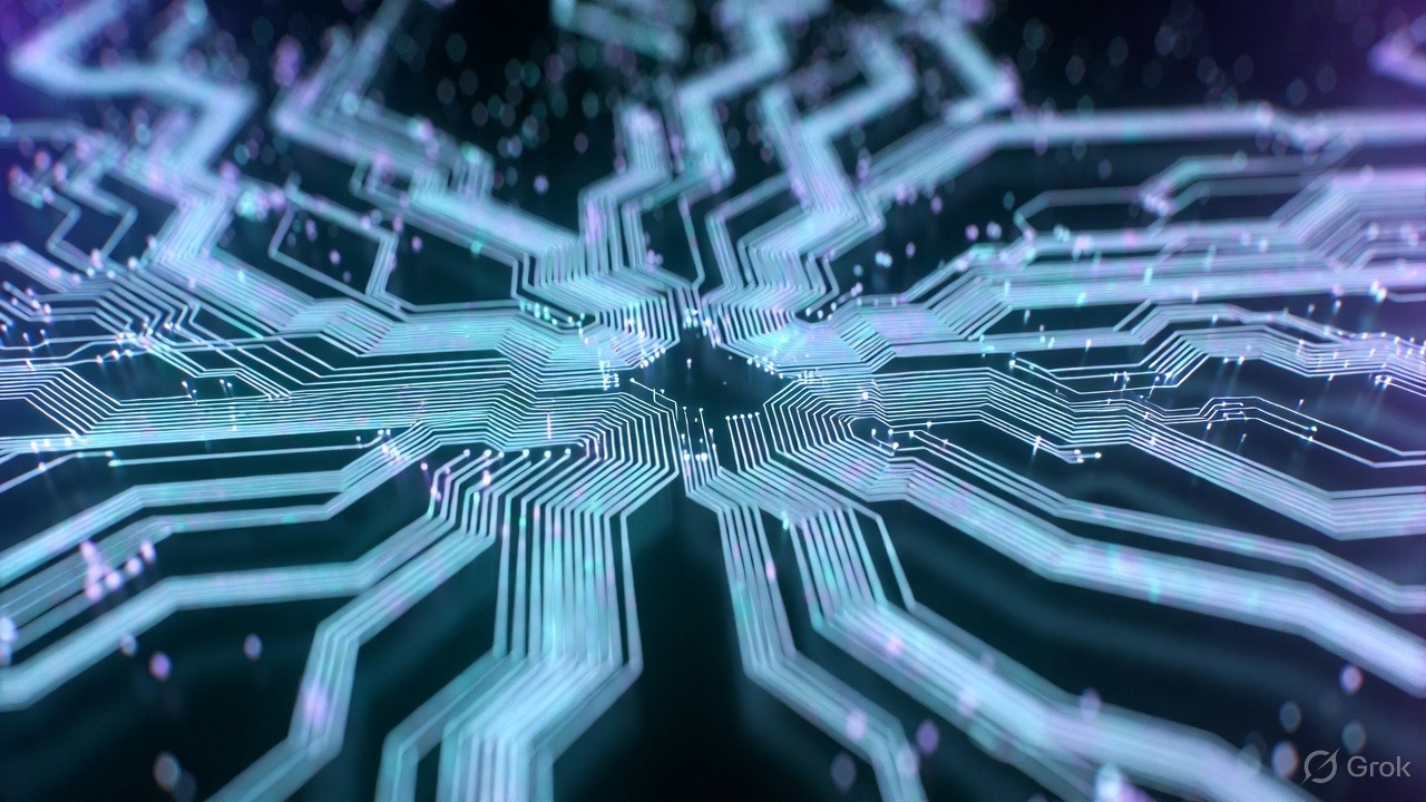 Glowing neural circuits representing Meta's Hatch AI agent
