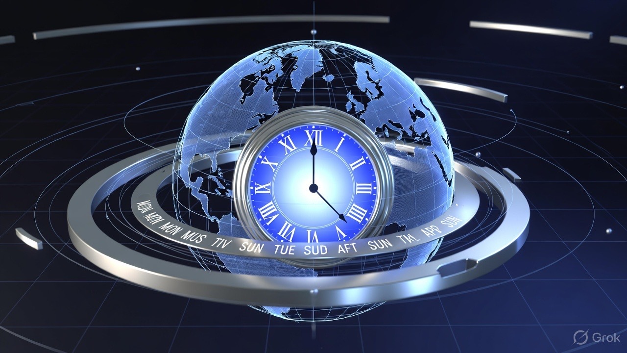 Clock and globe representing the JavaScript Temporal API for dates and time zones